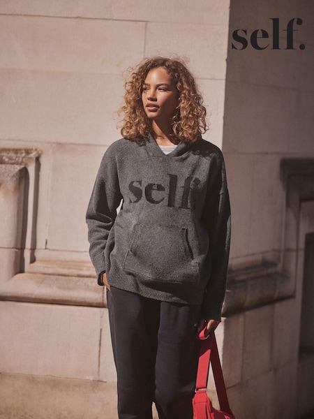 self. Grey Knitted Hoodie (B01220) | €24