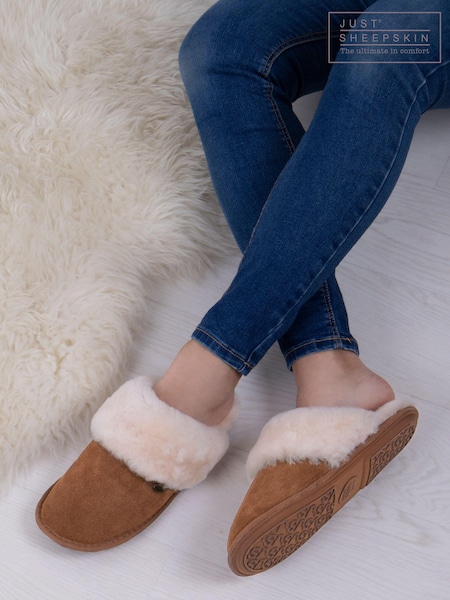 Just Sheepskin Brown Ladies Duchess Slippers (B01287) | R$ 670