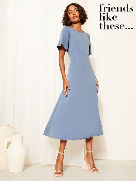 Friends Like These ITY Flutter Short Sleeve Midi Dress (B01445) | 139 LEI