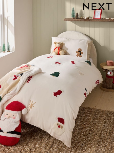 Santa & Friends Tufted Christmas Duvet Cover and Pillowcase Set (B01519) | 124 SAR - 175 SAR