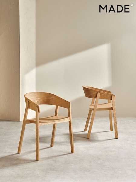 MADE.COM Set of 2 Natural Oak Aster Dining Chairs (B01618) | €478