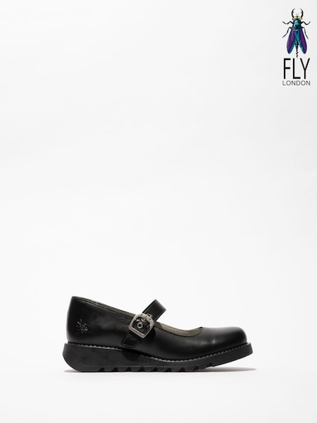 Fly London Mary Jane Samp Black Shoes (B01639) | €63