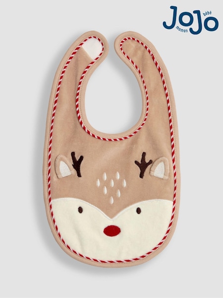 JoJo Maman Bébé Brown Reindeer Bib (B01668) | €13