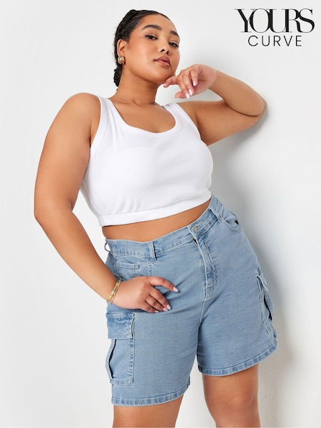 Yours Curve Cargo Elastic Waist Shorts (B01903) | 201 LEI