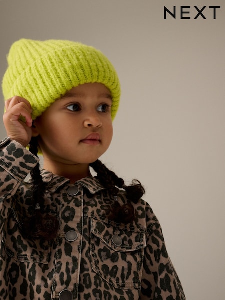 V barvi limete - Chunky Rib Beanie Hat (1-16yrs) (B01927) | € 4 - € 8