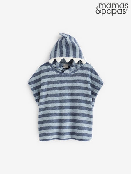 Mamas & Papas Blue 100% Cotton 3d Shark Hood Poncho (B01956) | 150 zł