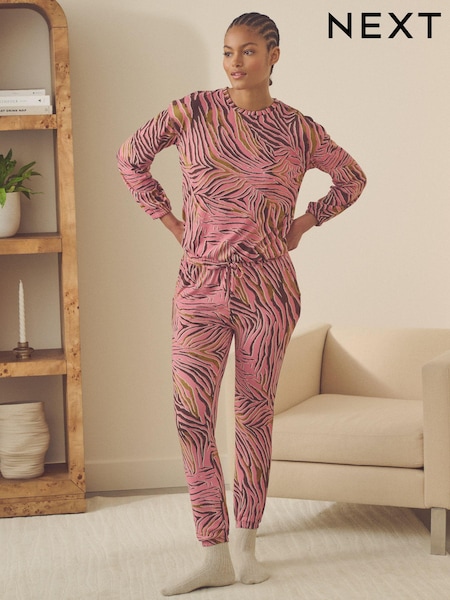 Pink Zebra Cosy Long Sleeve Pyjamas (B02100) | AED52