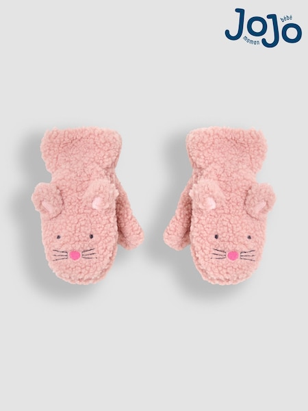 JoJo Maman Bébé Pink Mouse Borg Mittens (B02103) | kr221