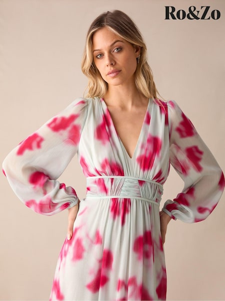Ro&Zo White Petite Stephanie Blurred Floral Midaxi Dress (B02166) | € 115