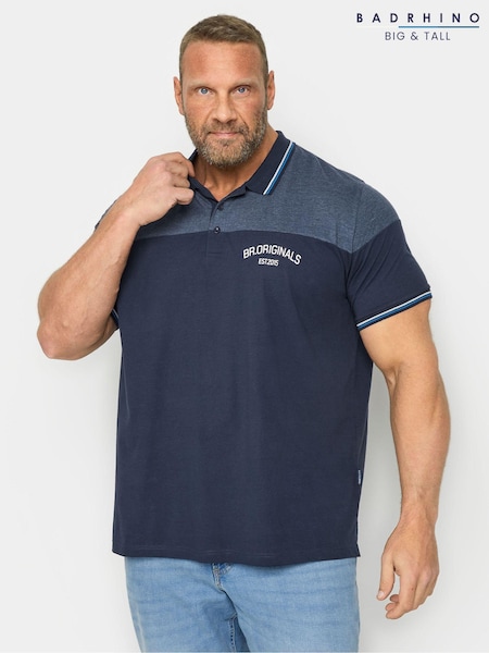 BadRhino Big & Tall Navy Blue Originals Cut And Sew 100% Cotton Polo Shirt (B02207) | €34