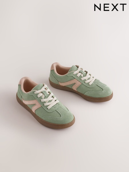 Green/Pink Suede - Retro Trainers