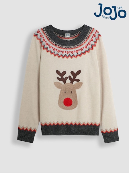 JoJo Maman Bébé Natural Mens Reindeer Jumper (B02423) | €67