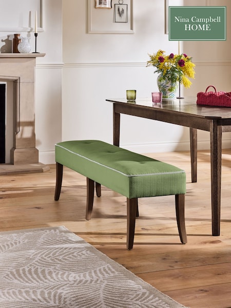 Nina Campbell Carmel Green Ashburn Oak Effect Legs Bench (B02652) | €314