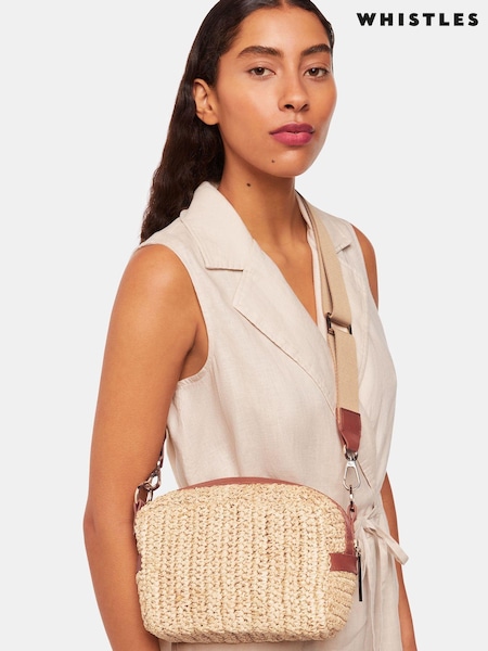 Whistles Nude Straw Bibi Cross-Body Bag (B02657) | kr1 842