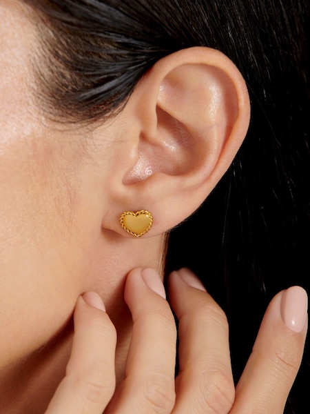 Katie Loxton Gold Tone Love Waterproof Love Heart Stud Earrings (B02667) | AED49