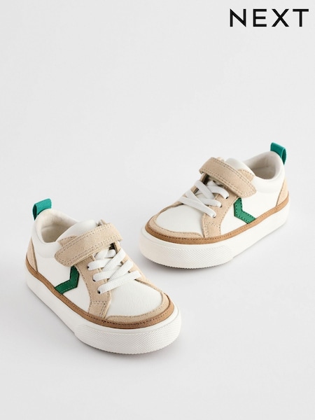 White/Green Wide Fit (G) Touch Fastening Chevron Trainers (B02669) | AED53 - AED71