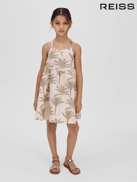 Reiss Neutral Klemee 4-9 yrs Linen-Cotton Tropical Dress (B02676) | AED468