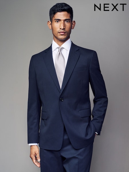 Navy Slim Fit Wool Blend Stripe Suit Jacket (B02728) | €124