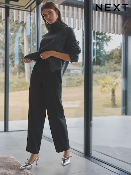 Black Premium Wool Rich Tapered Trousers (B02851) | €42