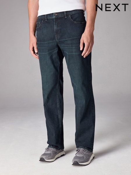 Albastru întunecat spălat - Classic Stretch Relaxed Fit Jeans (B04053) | 111 LEI