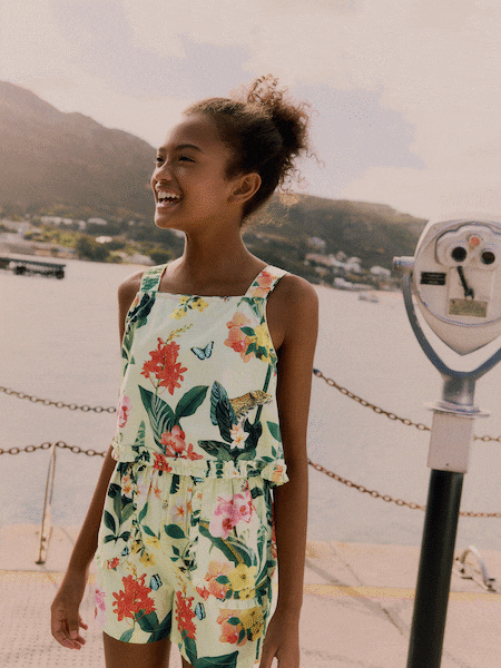 Baker by Ted Baker Multi Tropical Print Woven 100% Cotton Top & Short Set 2 Piece (B04060) | €41 - €51