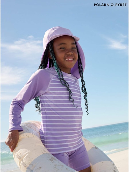 Violet - Polarn O. Pyret Striped Sunsafe UV Rash Vest (B04134) | 158 LEI