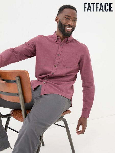 FatFace Burgundy Red Tadlow Puppytooth Shirt (B04211) | €39.50