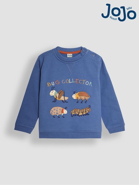 JoJo Maman Bébé Denim Blue Bug Appliqué Sweatshirt (B04237) | €42