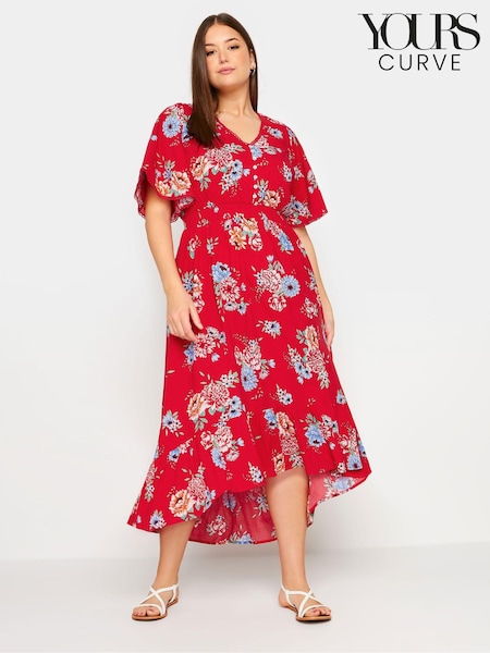 Yours Curve Red High Lo Dress (B04242) | €26