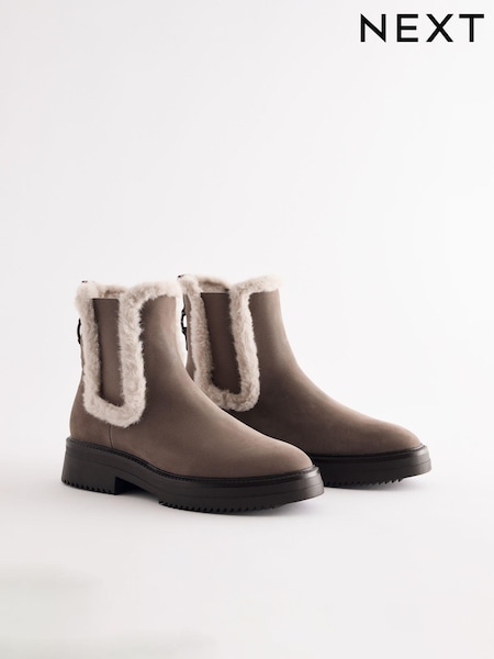 Neutral Standard/Wide Fit Forever Comfort® Faux Fur Lined Chelsea Ankle Boots (B04301) | €26
