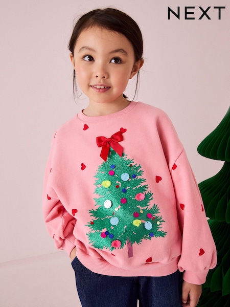 Pink Embellished Christmas Sweatshirt (3-16yrs) (B04310) | AED53 - AED71