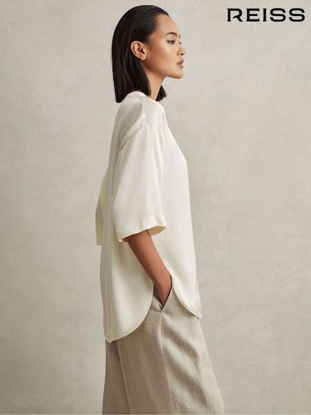 Reiss Ivory Anya Relaxed Satin Blouse (B04442) | 720 QAR