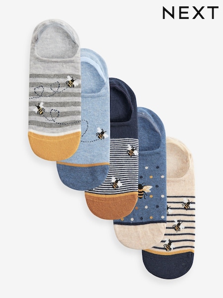 Navy/Ochre Bee Invisible Socks 5 Pack (B04485) | €13