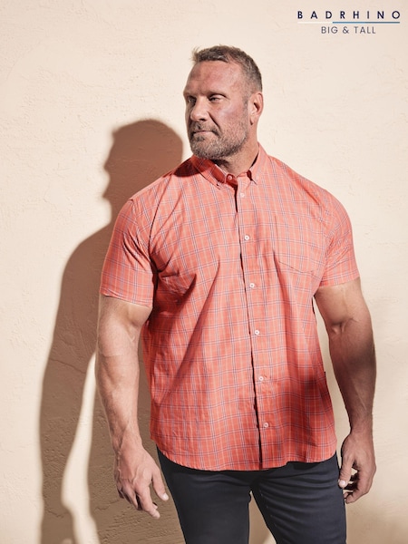BadRhino Big & Tall Pink Checked 100% Cotton Shirt (B04529) | €43