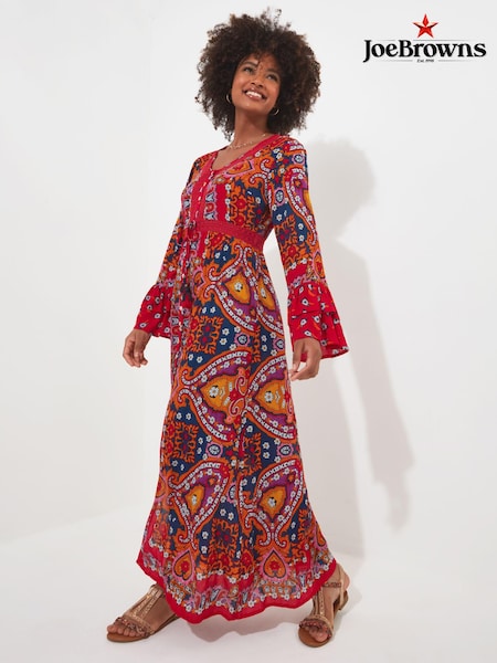 Joe Browns Red Petite Boho Tiered Sleeve Maxi Dress (B04581) | €44.50