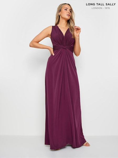 Long Tall Sally Burgundy Red Knot Front Maxi Dress (B04635) | AED233