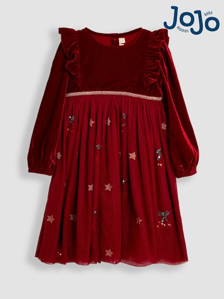 JoJo Maman Bébé Red Cherry Sequin Party Dress (B04886) | €61 - €70