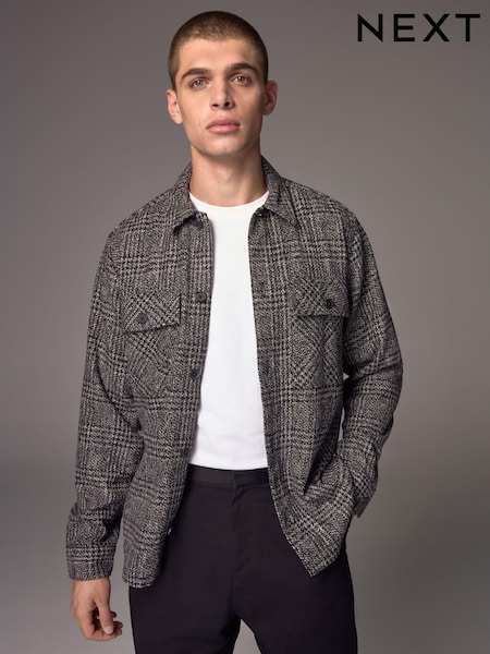Monochrome Check Shacket Overshirt (B04910) | €17