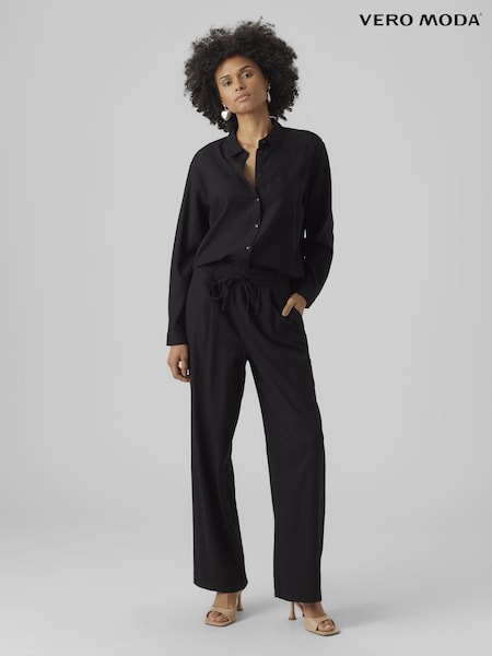 Negru - Vero Moda Lenjerie de pat Blend Evazat Pantaloni (B05055) | 125 LEI