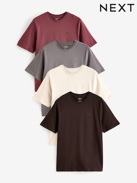 Brown/Cream/Rust/Neutral Regular Fit 100% Cotton T-Shirts 4 Pack (B05120) | 188 QAR