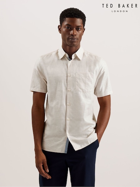Ted Baker Cream Palomas Short Sleeve Linen Shirt (B05138) | €54