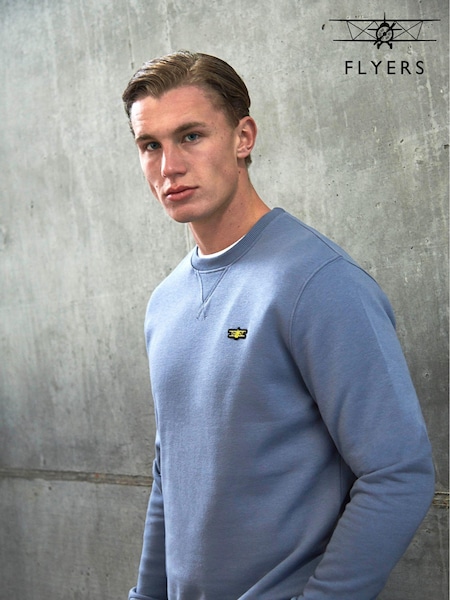 כחול  - Flyers Classic Fit Mens Crew Neck Sweatshirt (B05361) | ‏201‏₪