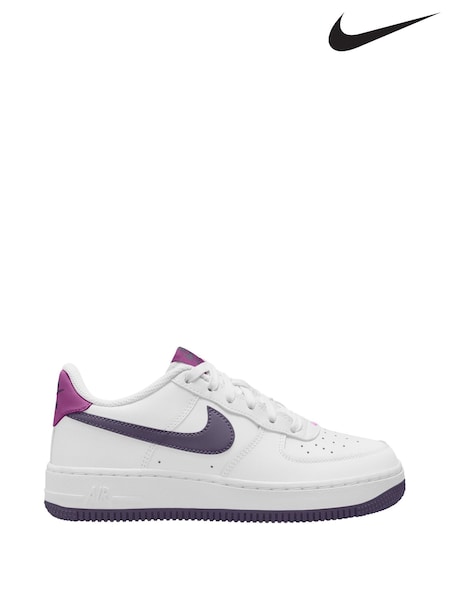 Nike White/Purple Air Force 1 Youth Trainers (B05395) | €107