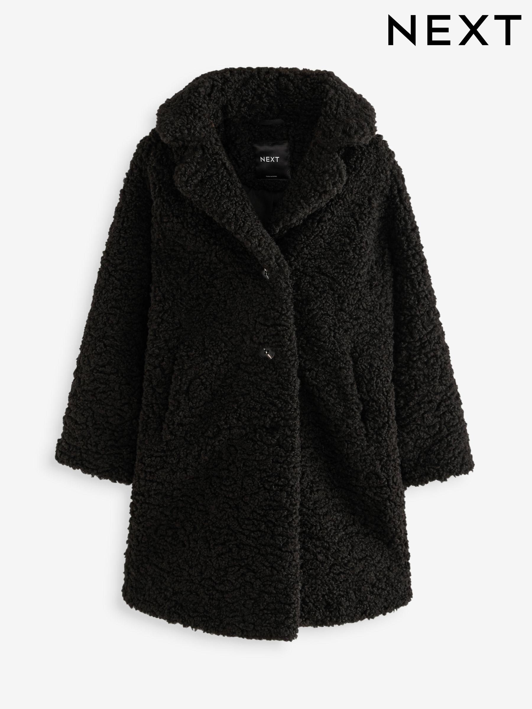 Girls Black Borg Plain Coats Next Oman