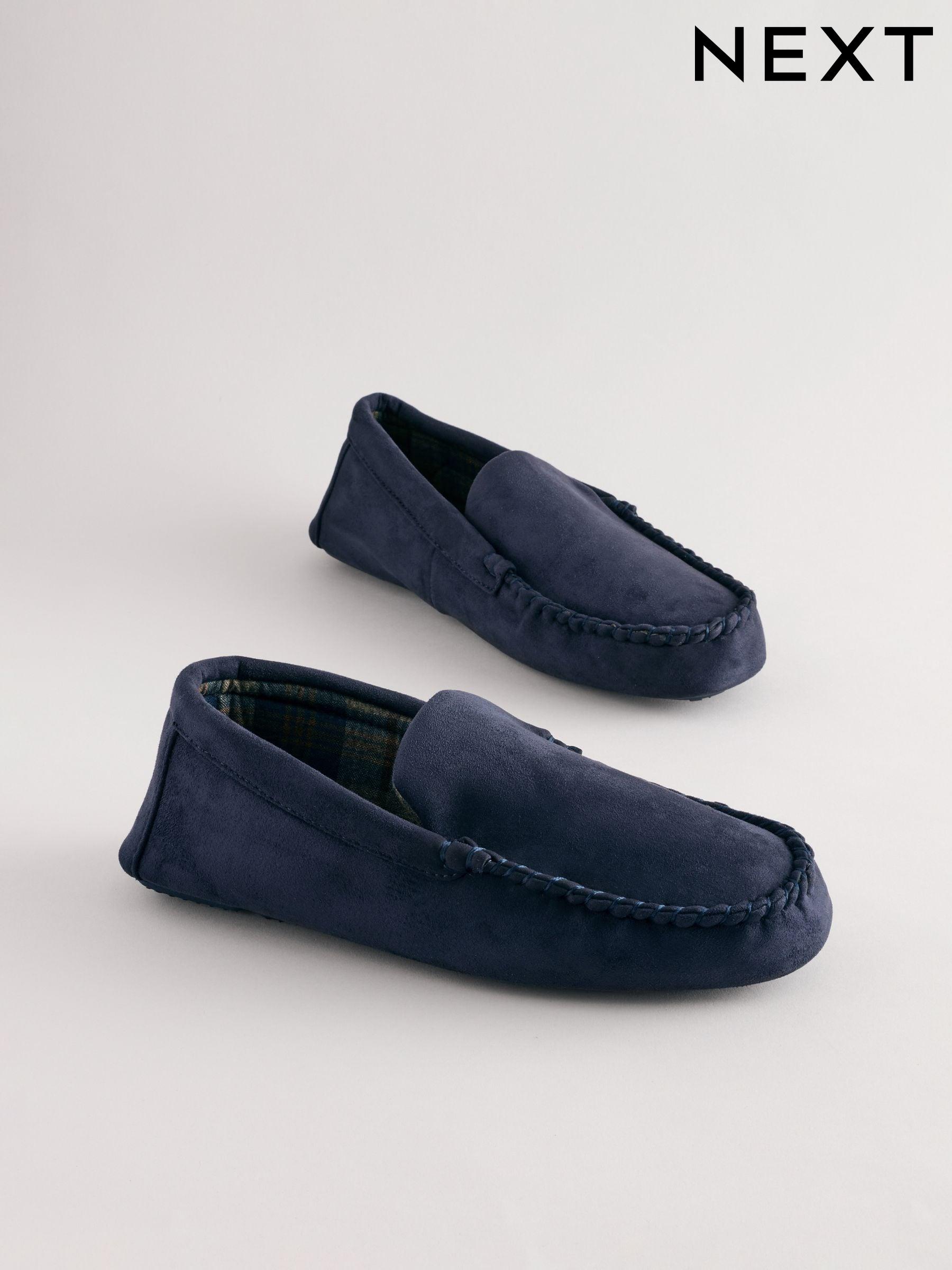 Mens Moccasin Slippers Leather Suede Slippers Next