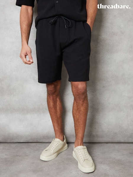 Negru - Pantaloni scurți cu talie elastică texturați Threadbare (B05613) | 125 LEI