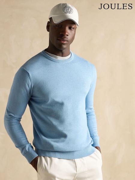Joules Hillside Blue Crew Neck Knitted Jumper (B05754) | ₪199