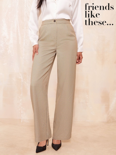 Friends Like These Wide Leg Tailored Check Trousers (B05811) | 198 LEI