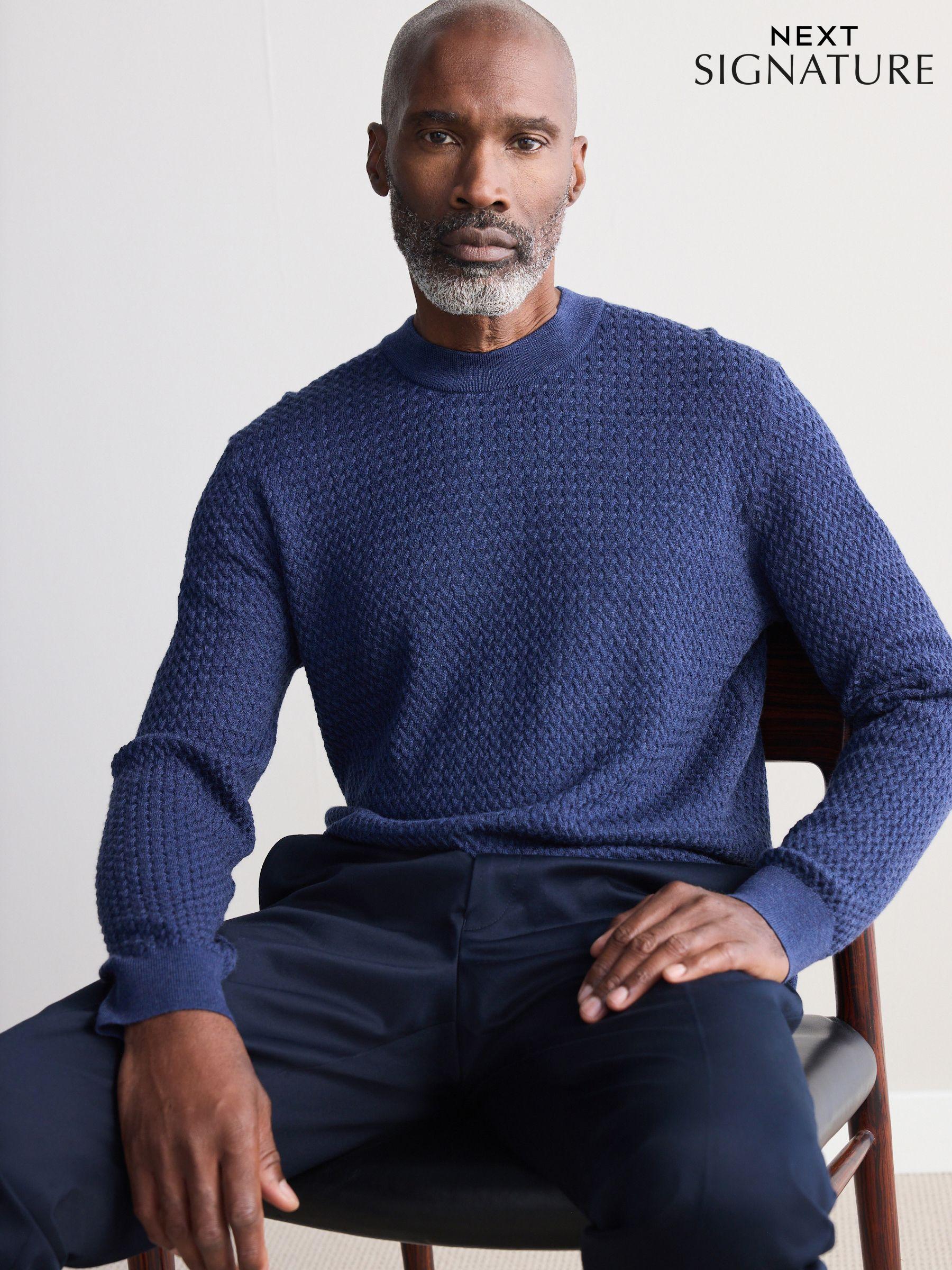 Mens Blue Jumpers Navy Blue Crew V Neck Jumpers Next USA
