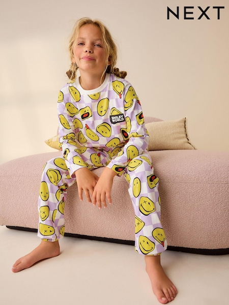 أرجواني/أبيض - License Smiley Jogger Pyjamas (3-16yrs) (B06038) | ‏55 ر.ق. - ‏72 ر.ق.